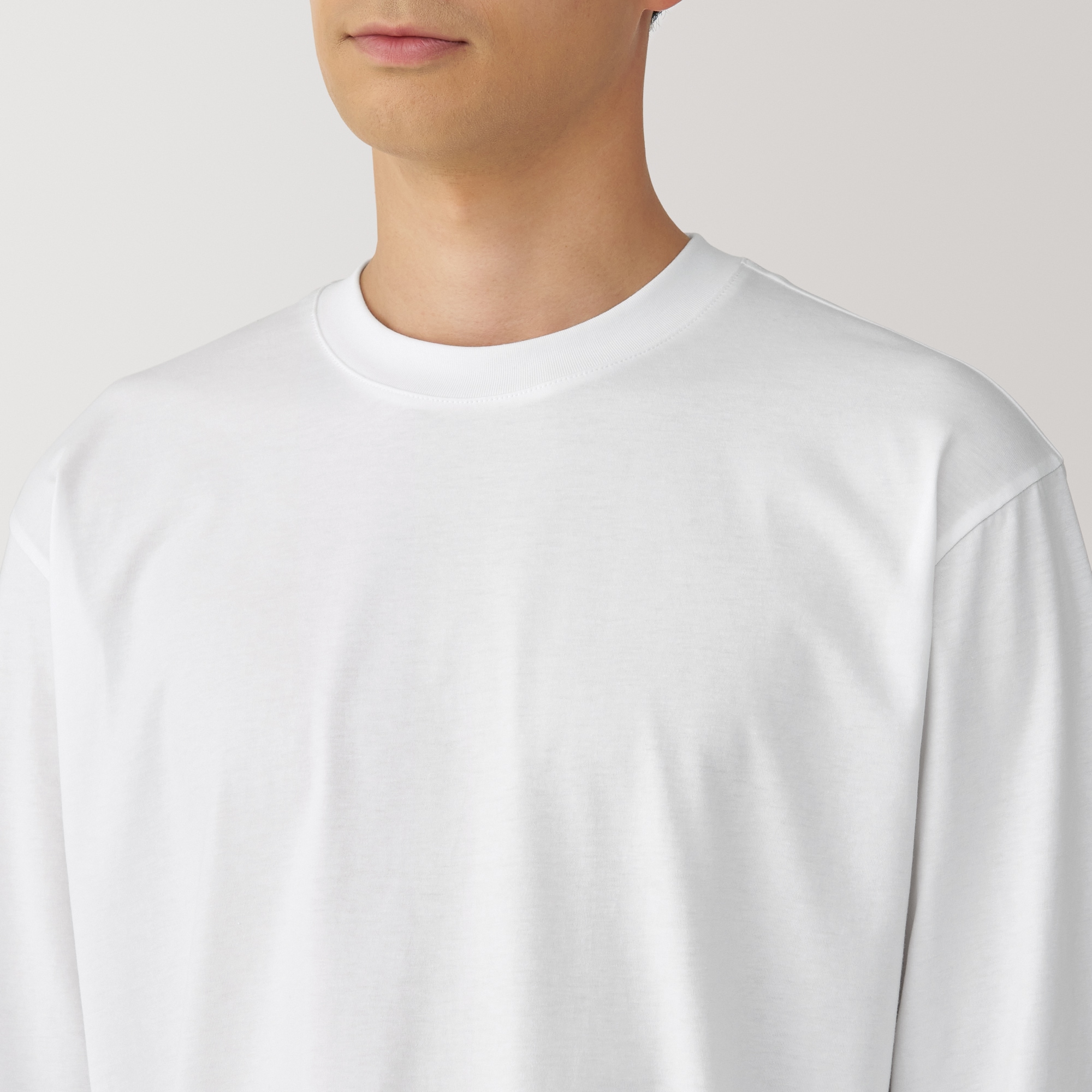 紳士　天竺編みクルーネック長袖Ｔシャツ