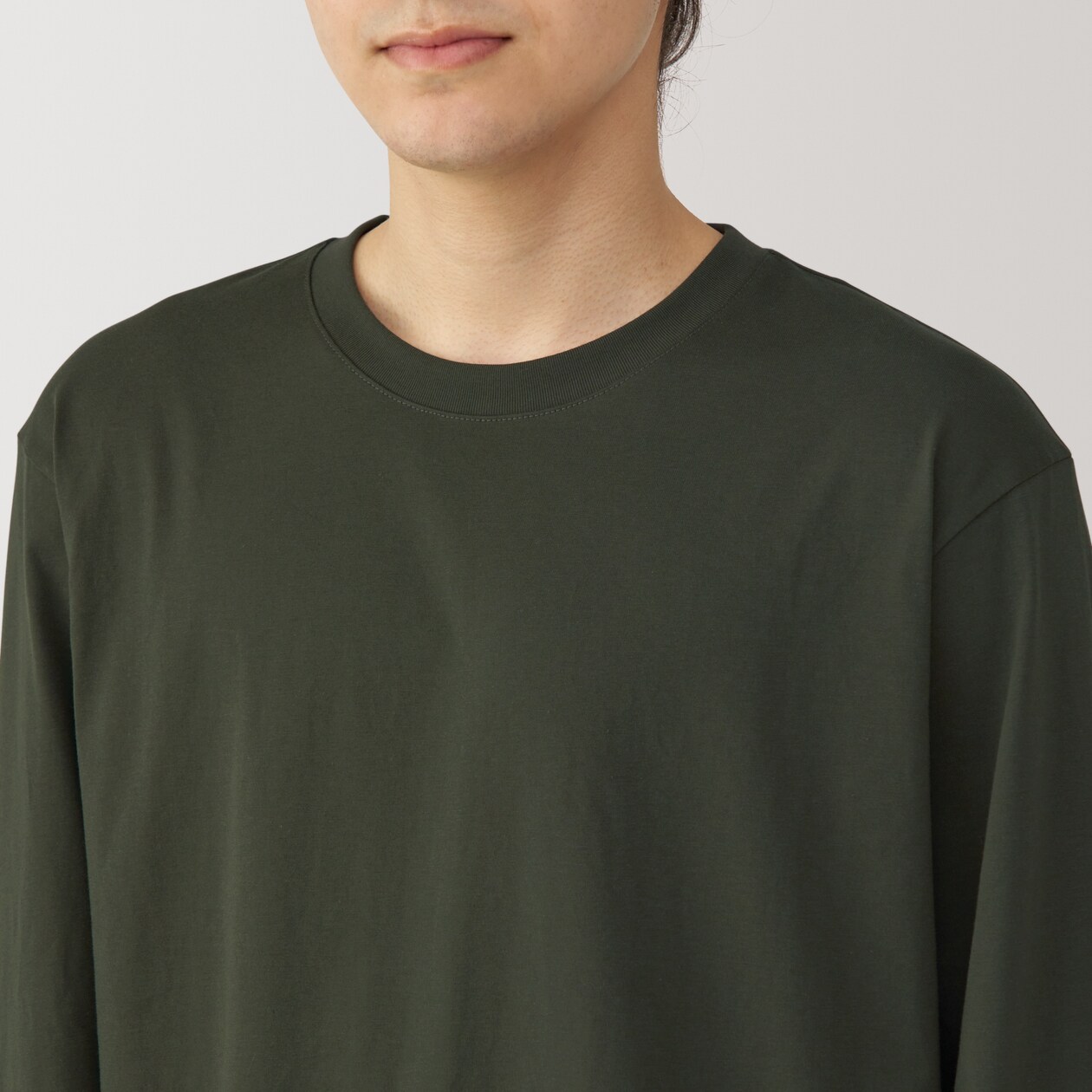 紳士　天竺編みクルーネック長袖Ｔシャツ