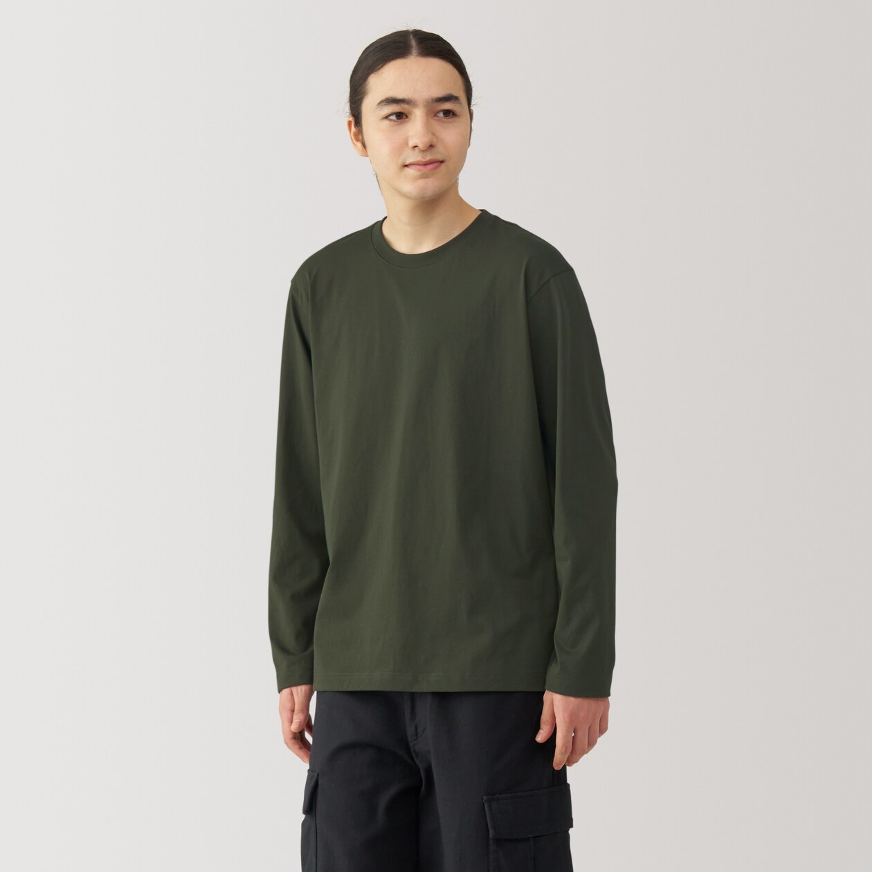 紳士　天竺編みクルーネック長袖Ｔシャツ