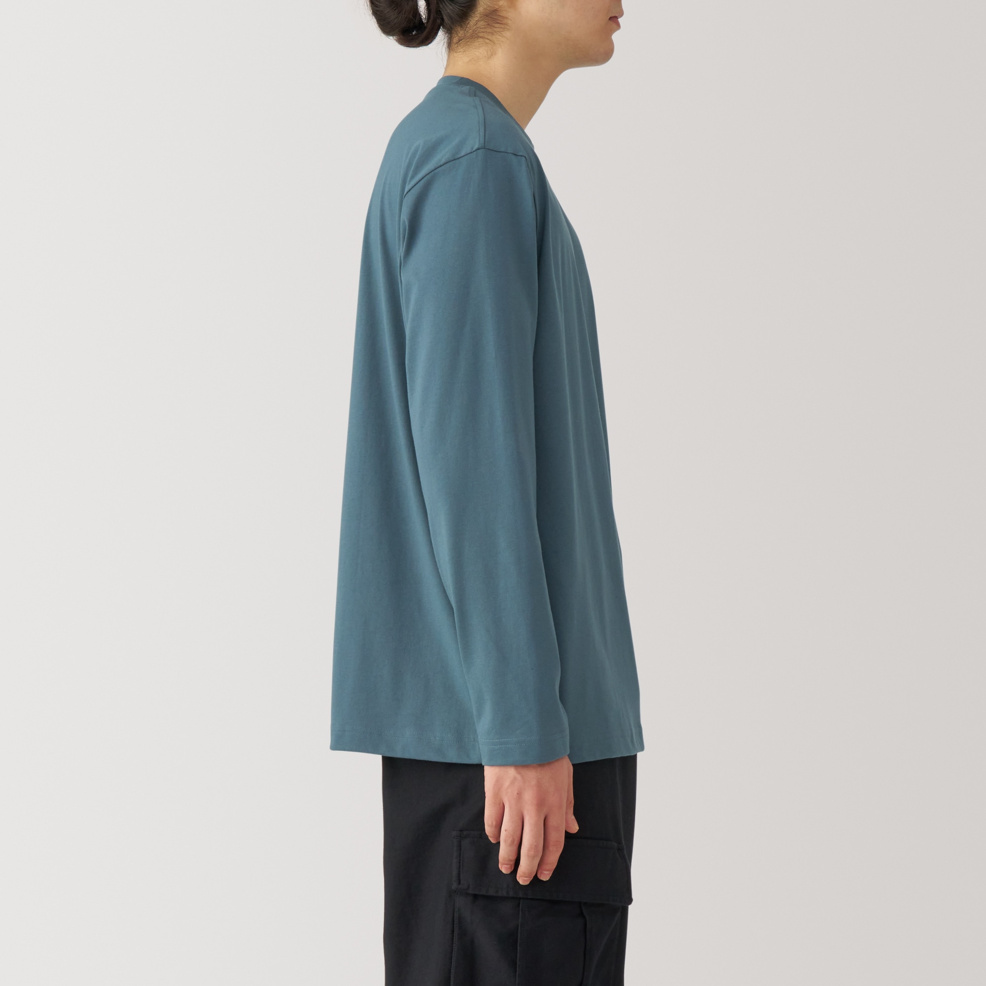 紳士　天竺編みクルーネック長袖Ｔシャツ