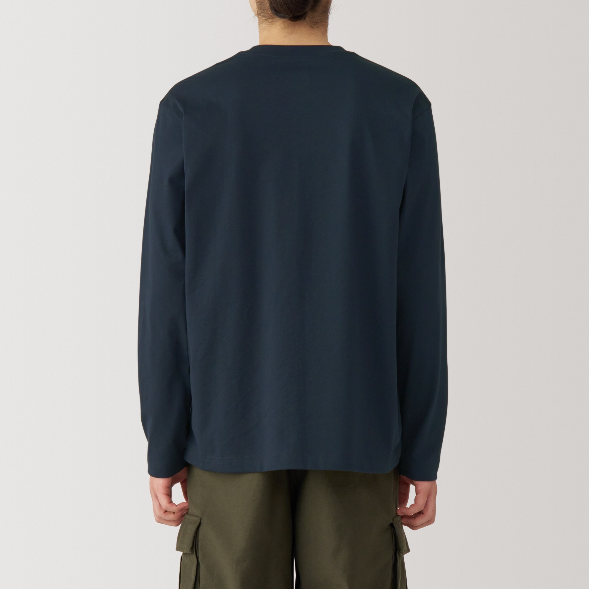 紳士　天竺編みクルーネック長袖Ｔシャツ