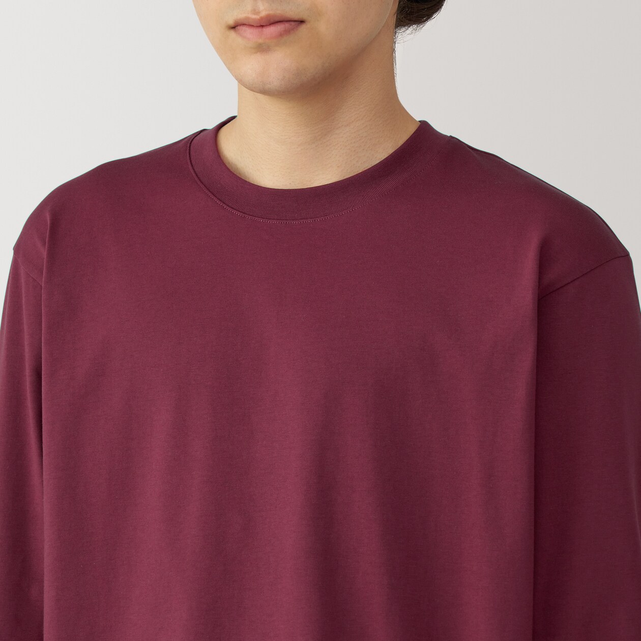 紳士　天竺編みクルーネック長袖Ｔシャツ