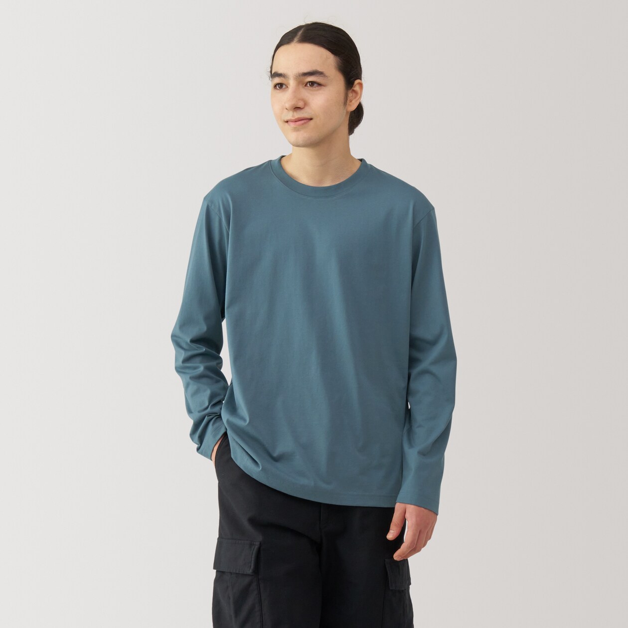紳士　天竺編みクルーネック長袖Ｔシャツ