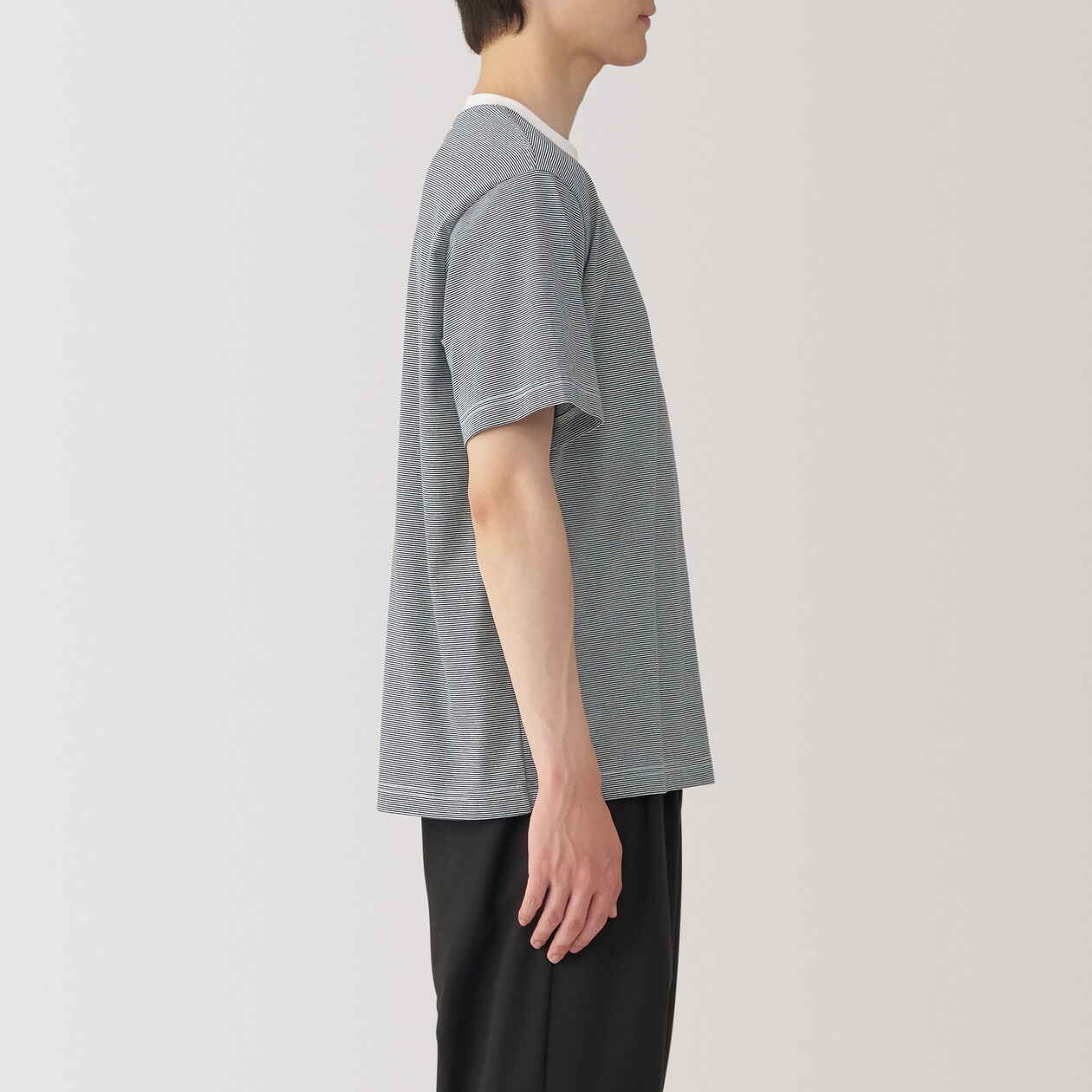 紳士　天竺編みクルーネック半袖Ｔシャツ（ボーダー）