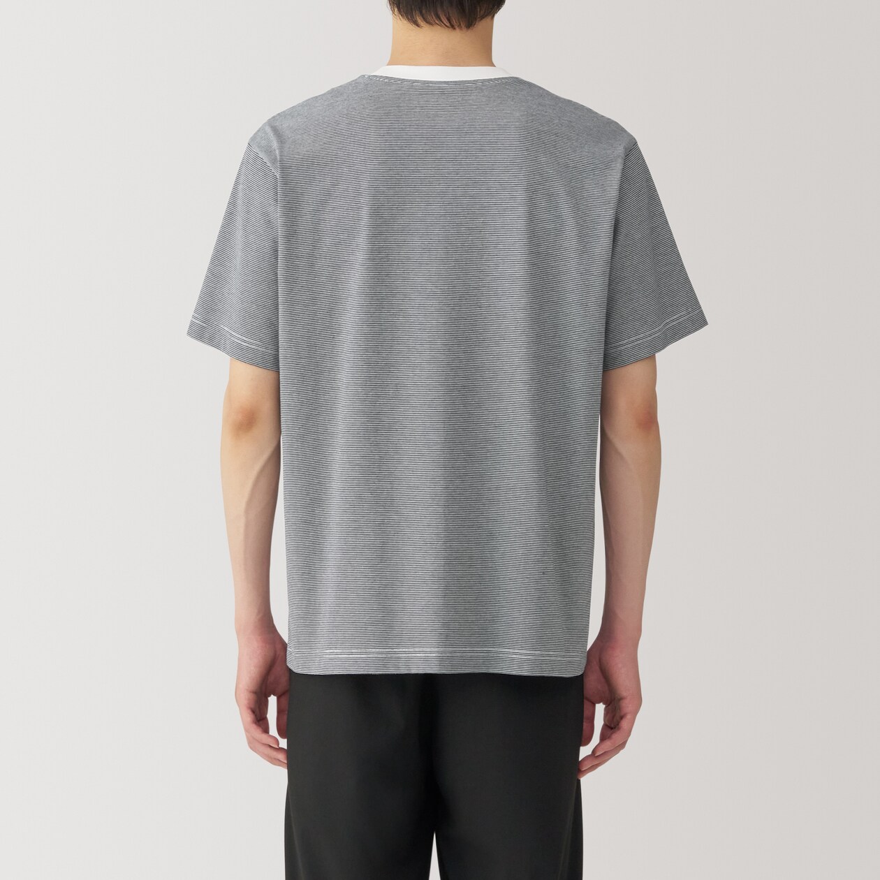 紳士　天竺編みクルーネック半袖Ｔシャツ（ボーダー）