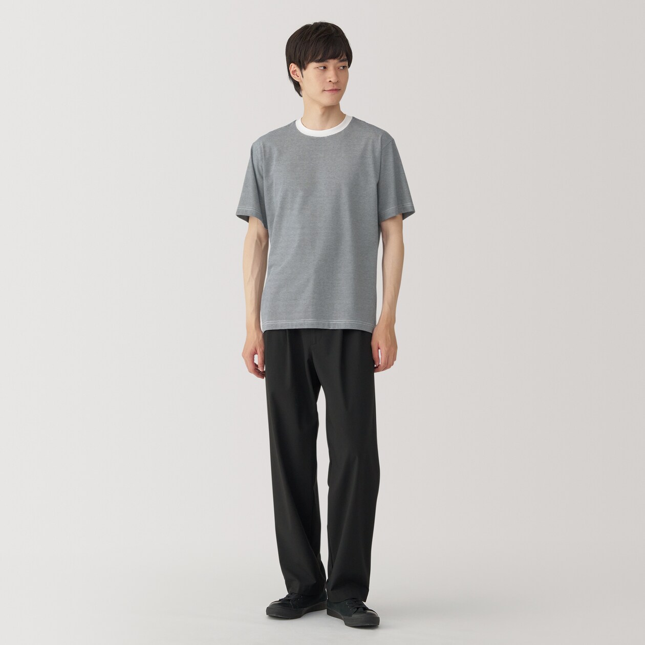紳士　天竺編みクルーネック半袖Ｔシャツ（ボーダー）