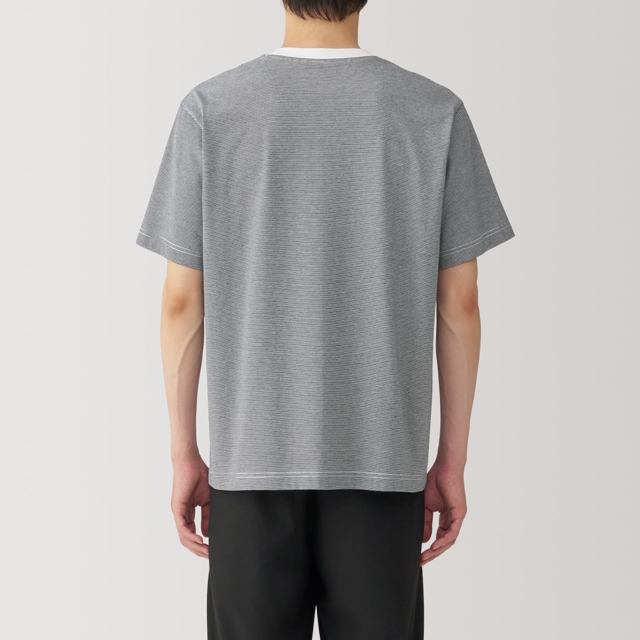 紳士　天竺編みクルーネック半袖Ｔシャツ（ボーダー）