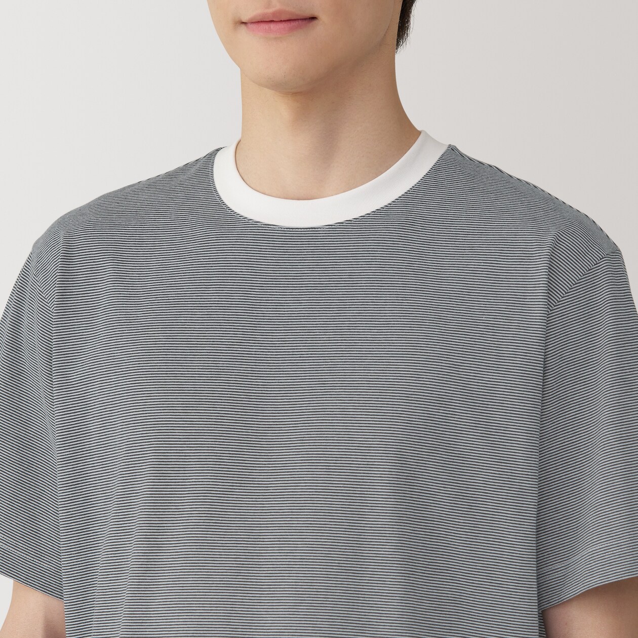 紳士　天竺編みクルーネック半袖Ｔシャツ（ボーダー）