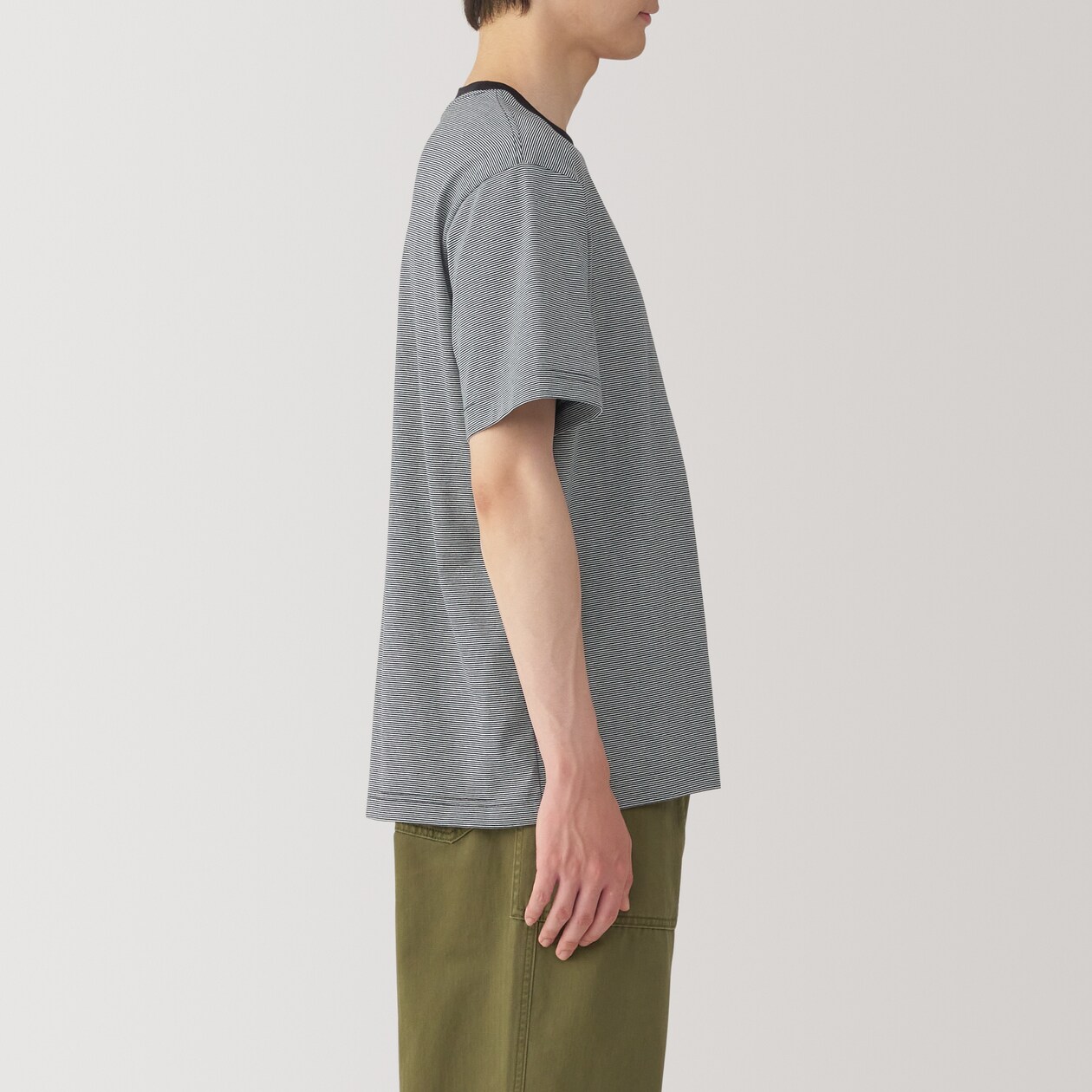 紳士　天竺編みクルーネック半袖Ｔシャツ（ボーダー）