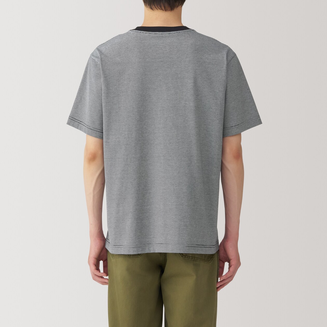 紳士　天竺編みクルーネック半袖Ｔシャツ（ボーダー）