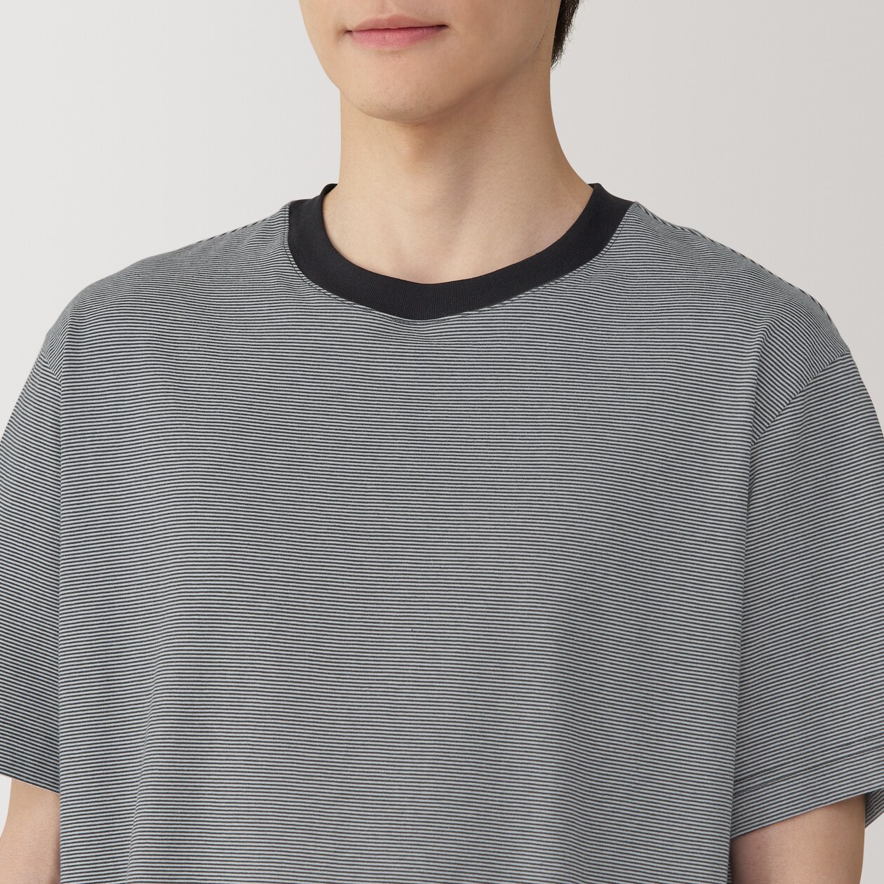 紳士　天竺編みクルーネック半袖Ｔシャツ（ボーダー）