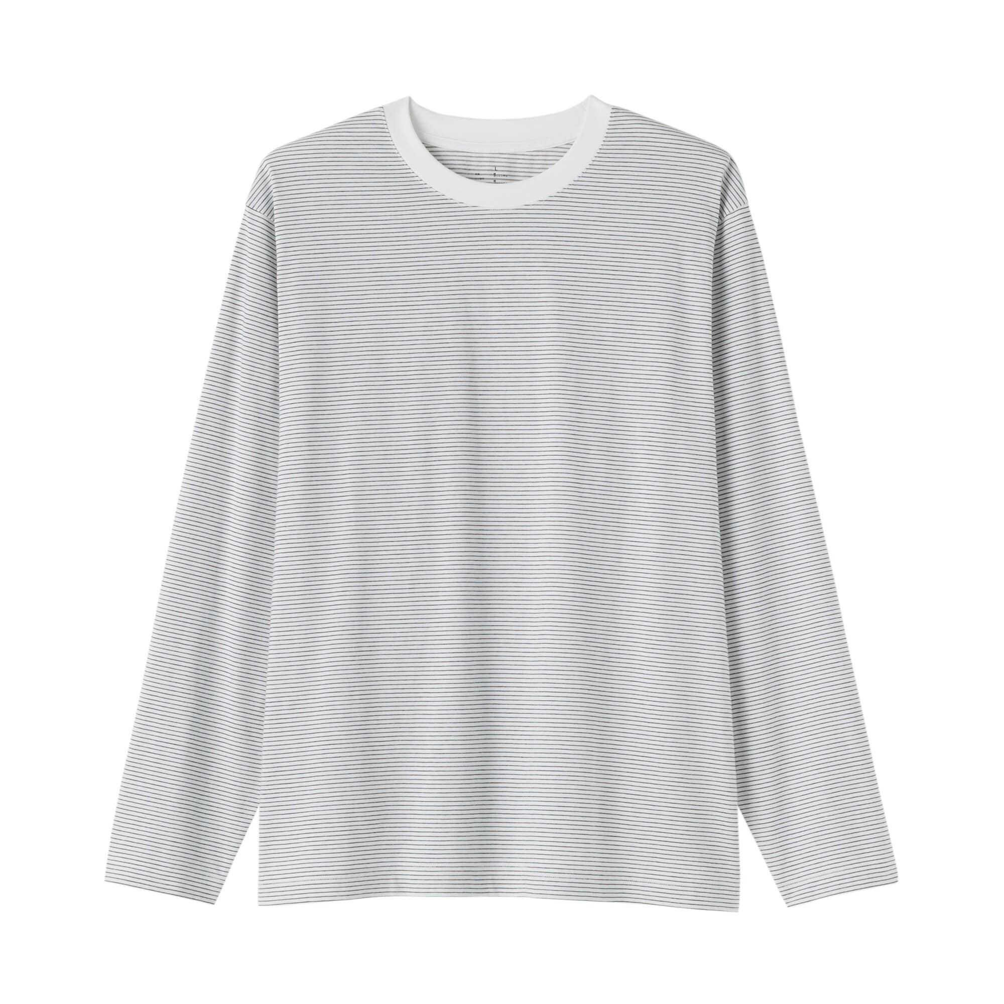 紳士　天竺編みクルーネック長袖Ｔシャツ（ボーダー）