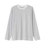 紳士　天竺編みクルーネック長袖Ｔシャツ（ボーダー）