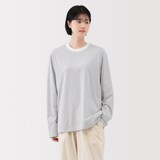 紳士　天竺編みクルーネック長袖Ｔシャツ（ボーダー）