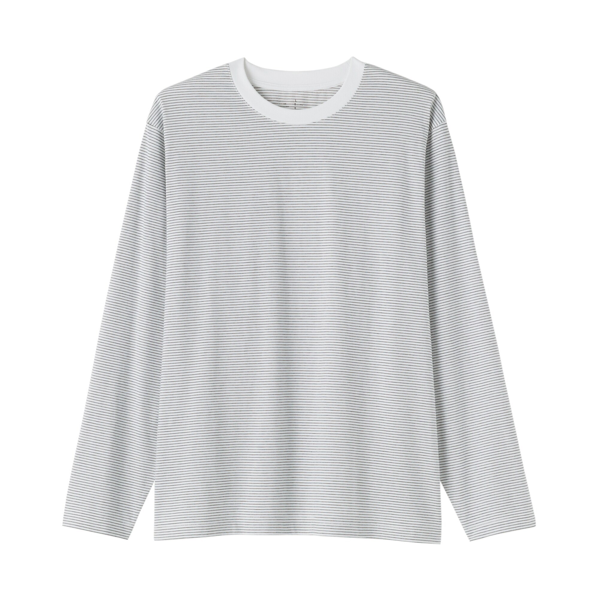 紳士　天竺編みクルーネック長袖Ｔシャツ（ボーダー）