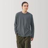 紳士　天竺編みクルーネック長袖Ｔシャツ（ボーダー）