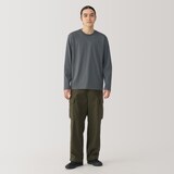 紳士　天竺編みクルーネック長袖Ｔシャツ（ボーダー）