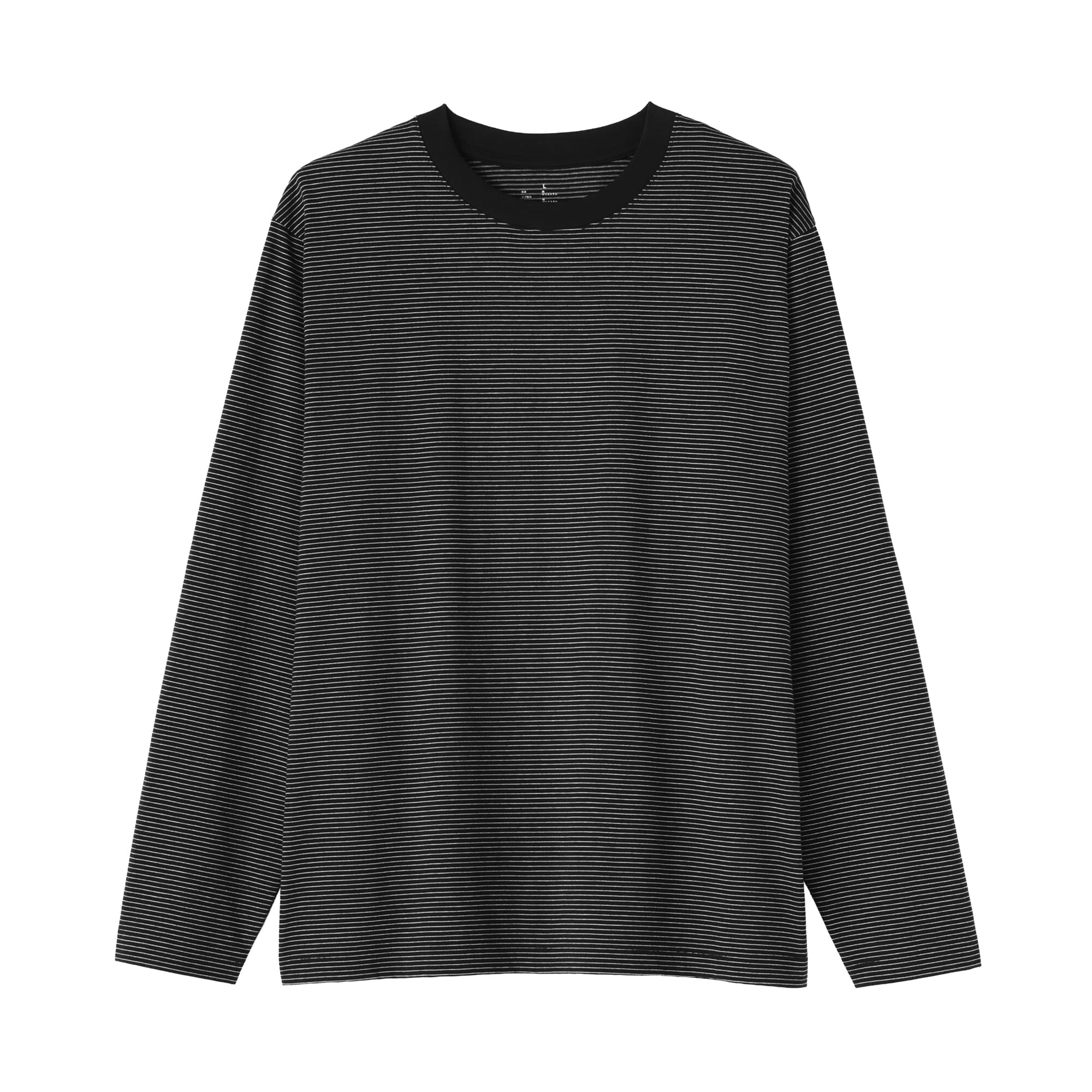 紳士　天竺編みクルーネック長袖Ｔシャツ（ボーダー）