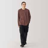 紳士　天竺編みクルーネック長袖Ｔシャツ（ボーダー）