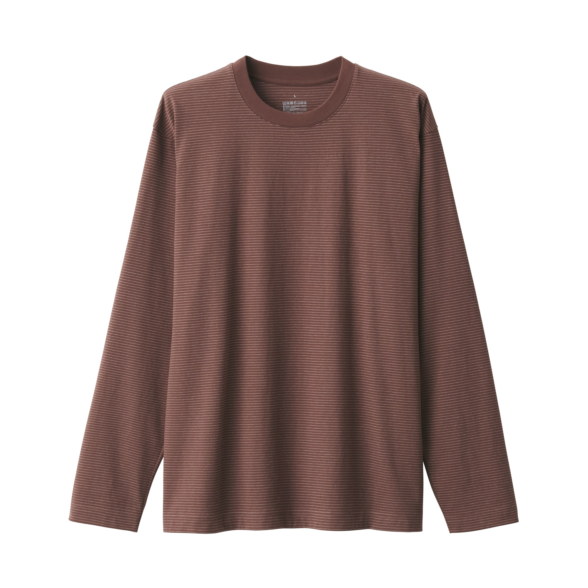 紳士　天竺編みクルーネック長袖Ｔシャツ（ボーダー）