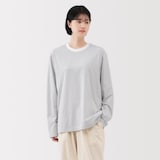 紳士　天竺編みクルーネック長袖Ｔシャツ（ボーダー）