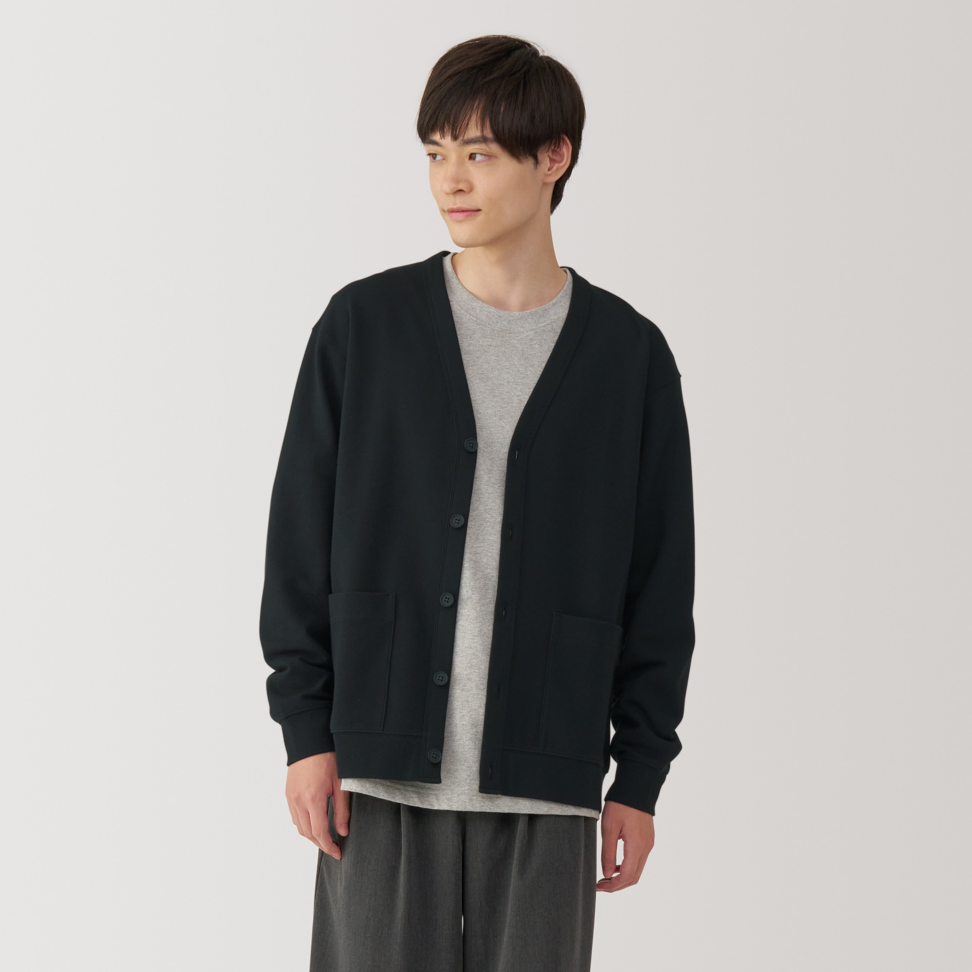 紳士 二重編みミラノリブVネックカーディガン | 無印良品