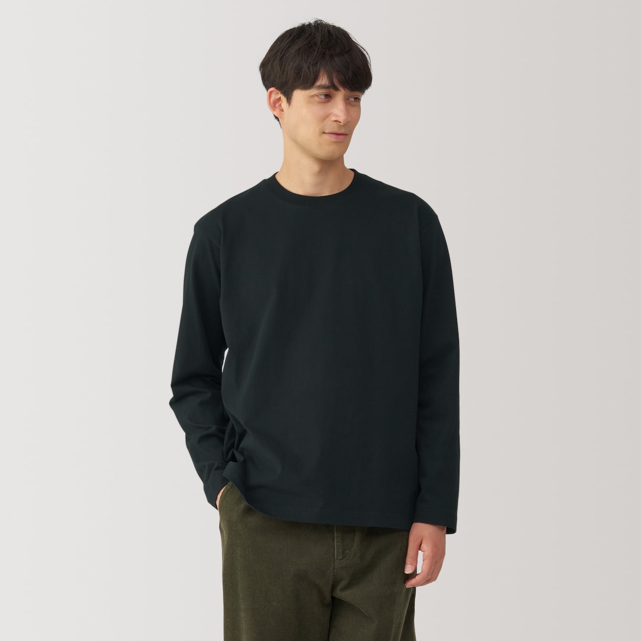 紳士　起毛クルーネック長袖Ｔシャツ