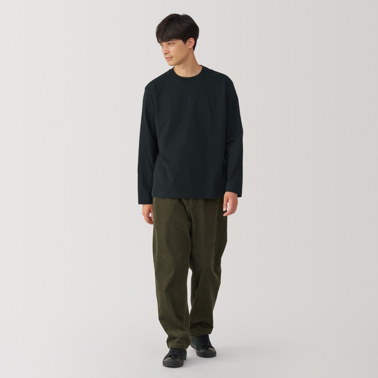 紳士　起毛クルーネック長袖Ｔシャツ