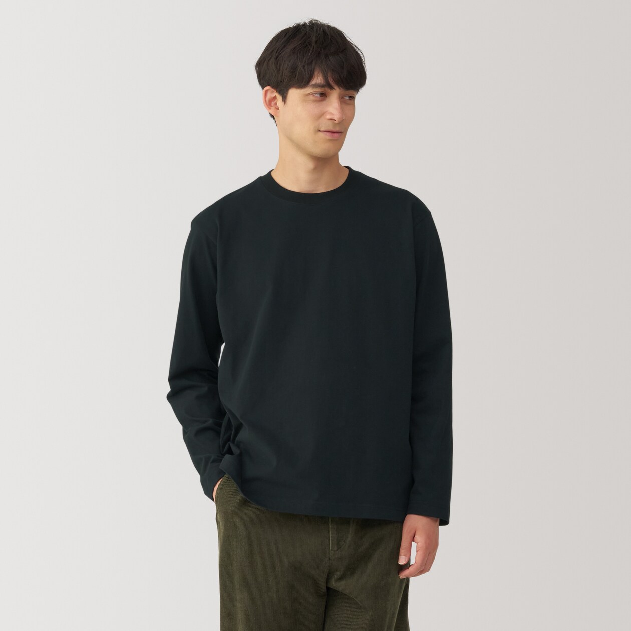 紳士　起毛クルーネック長袖Ｔシャツ