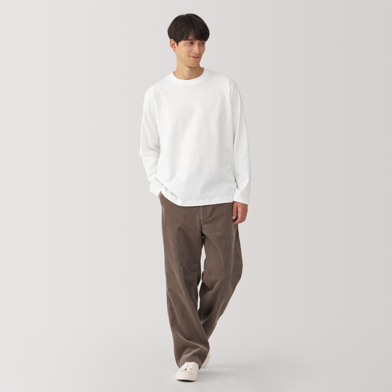紳士　起毛クルーネック長袖Ｔシャツ