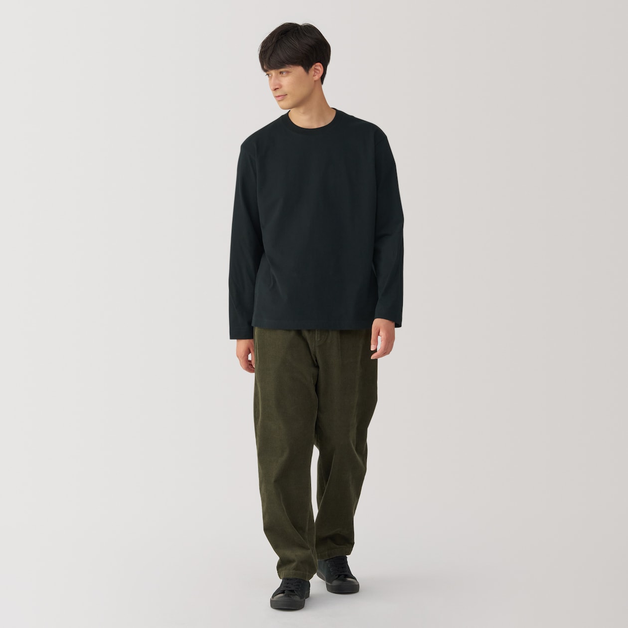 紳士　起毛クルーネック長袖Ｔシャツ