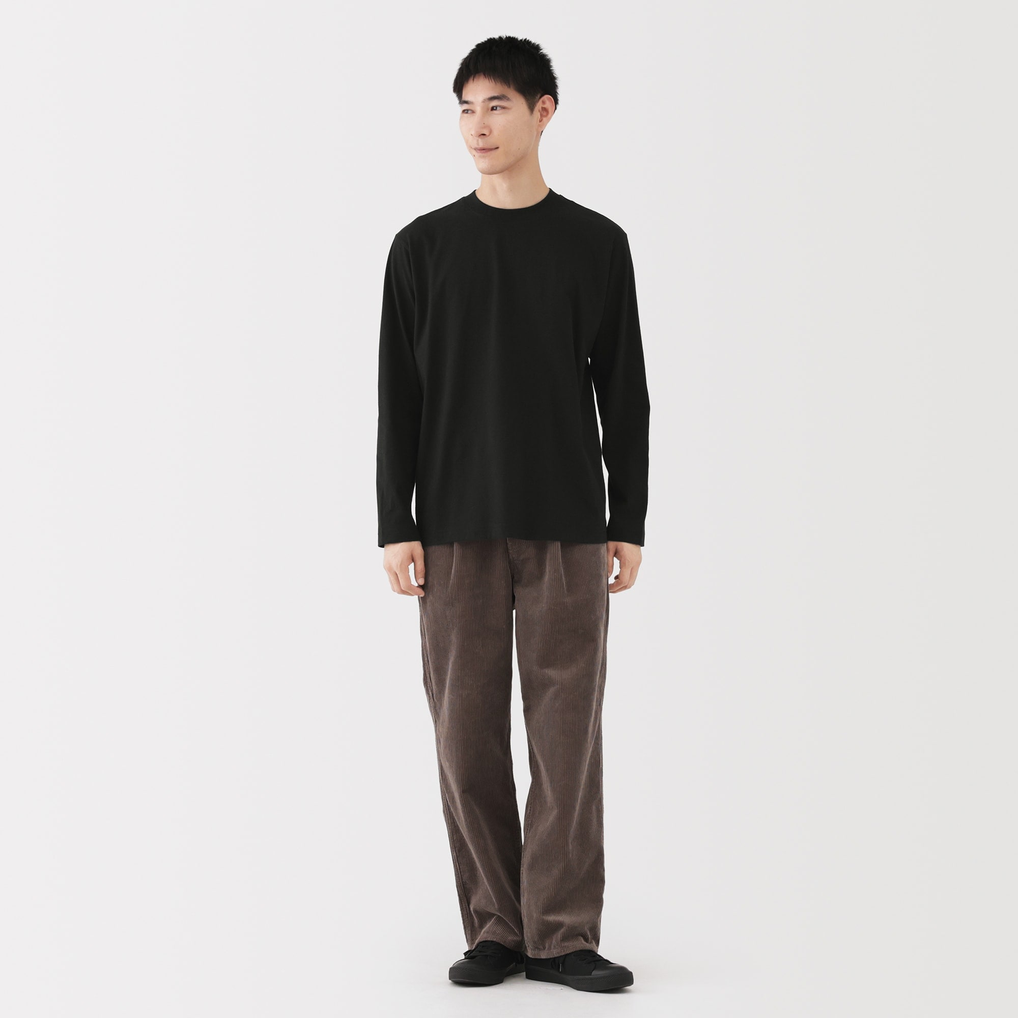 紳士　起毛クルーネック長袖Ｔシャツ