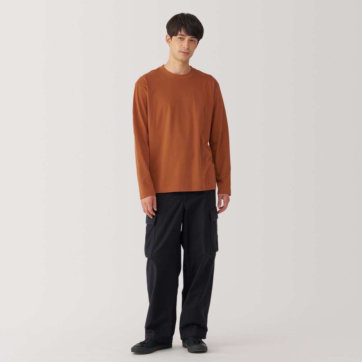 紳士　起毛クルーネック長袖Ｔシャツ