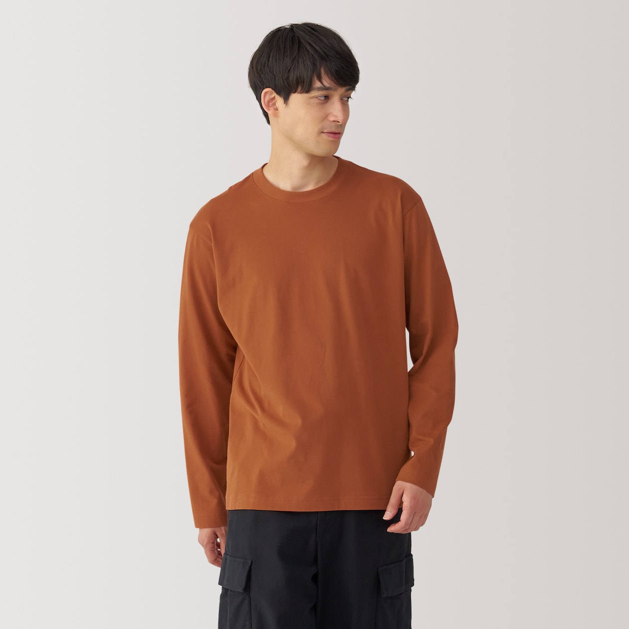 紳士　起毛クルーネック長袖Ｔシャツ