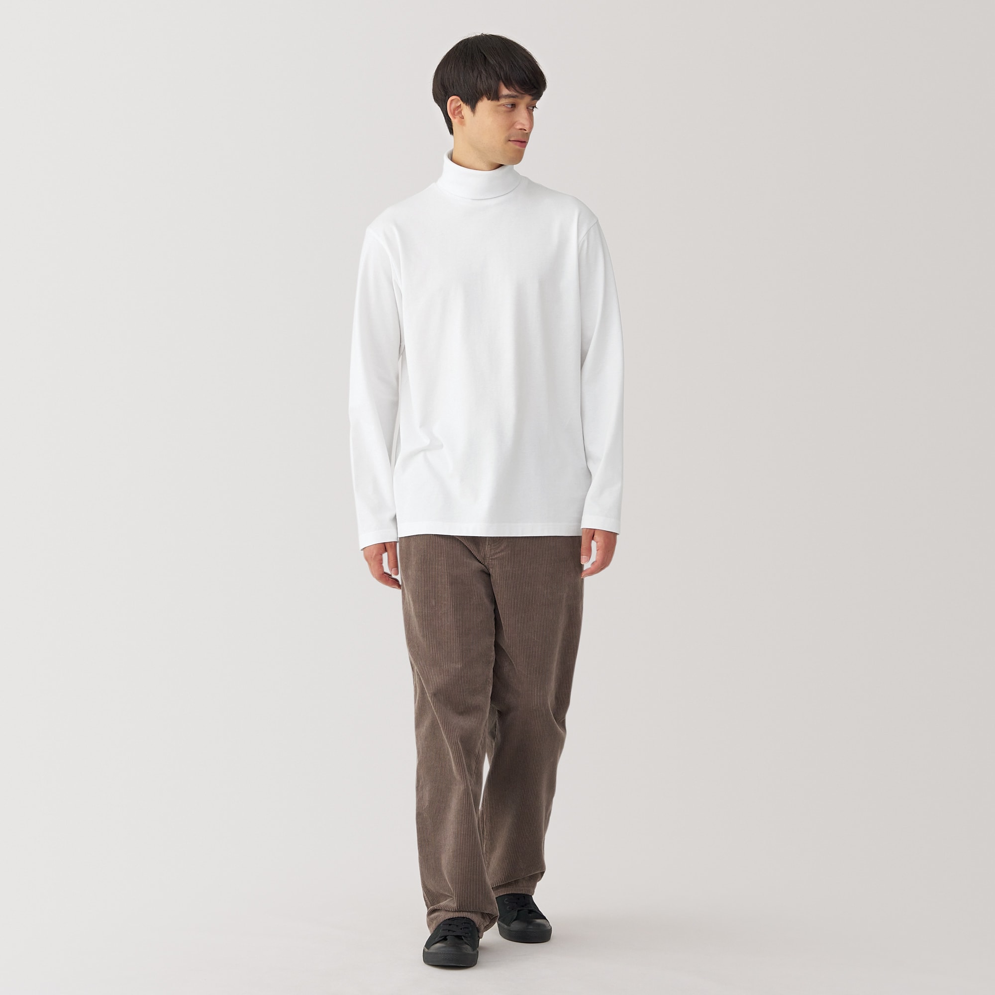 婦人 起毛フライス編みハイネック長袖Tシャツ | 無印良品
