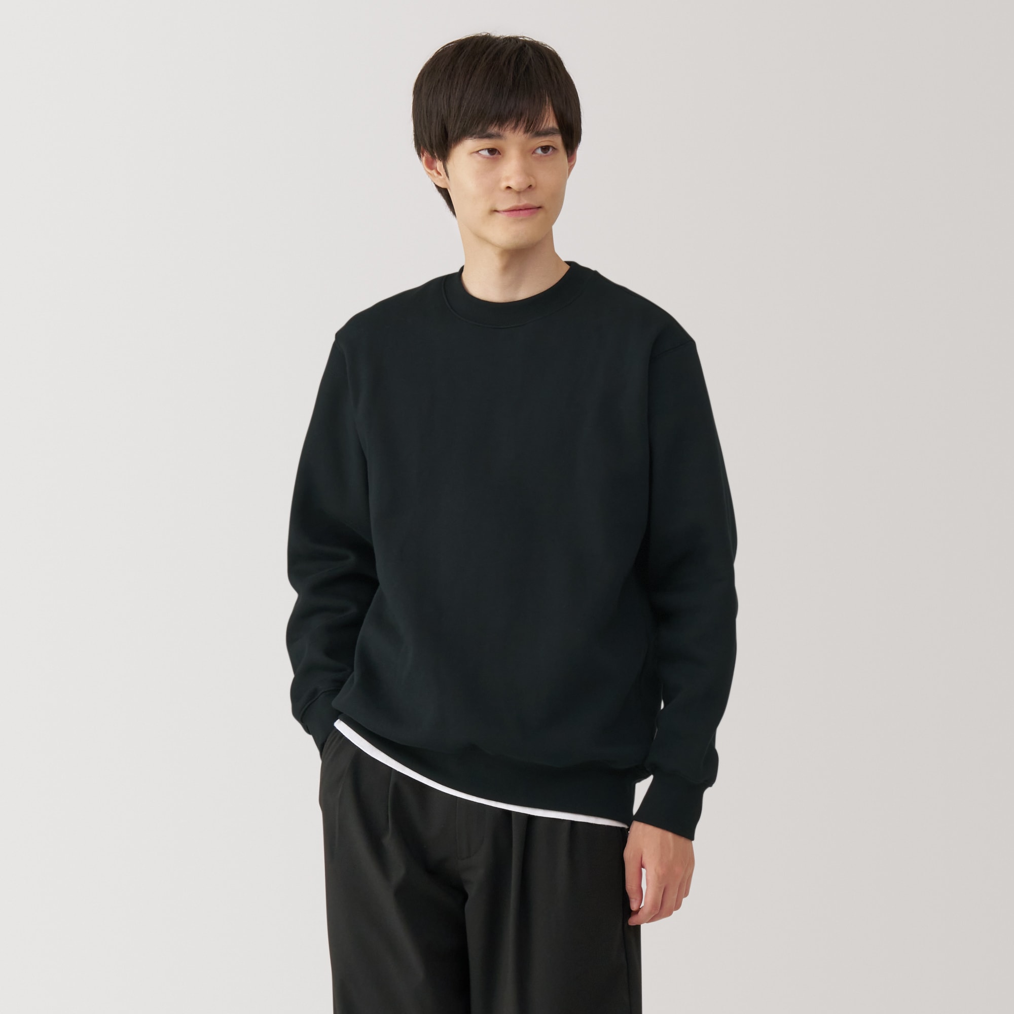 MUJI 無印良品 黒 ボタン付き スウェット トレーナー - メルカリ