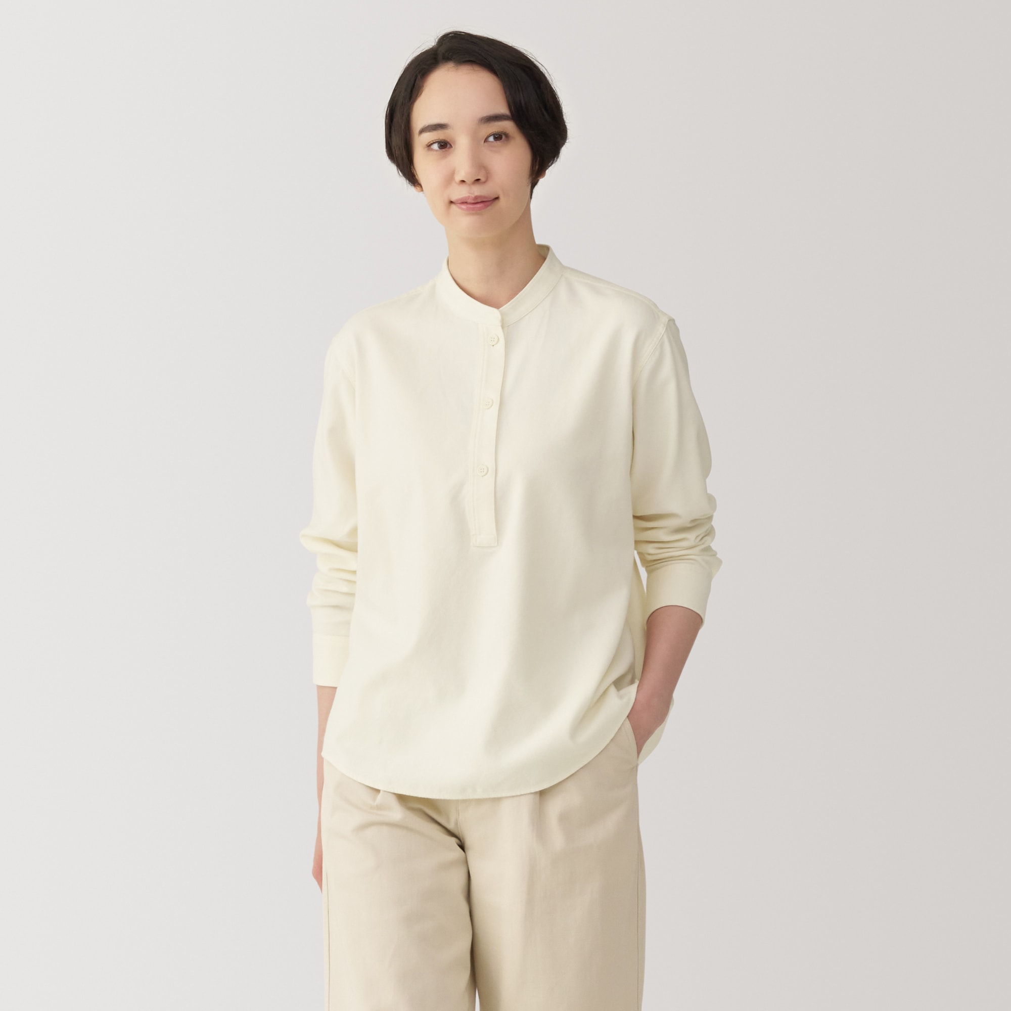 IDEE スタンドカラー ブラウス 白 ファッション