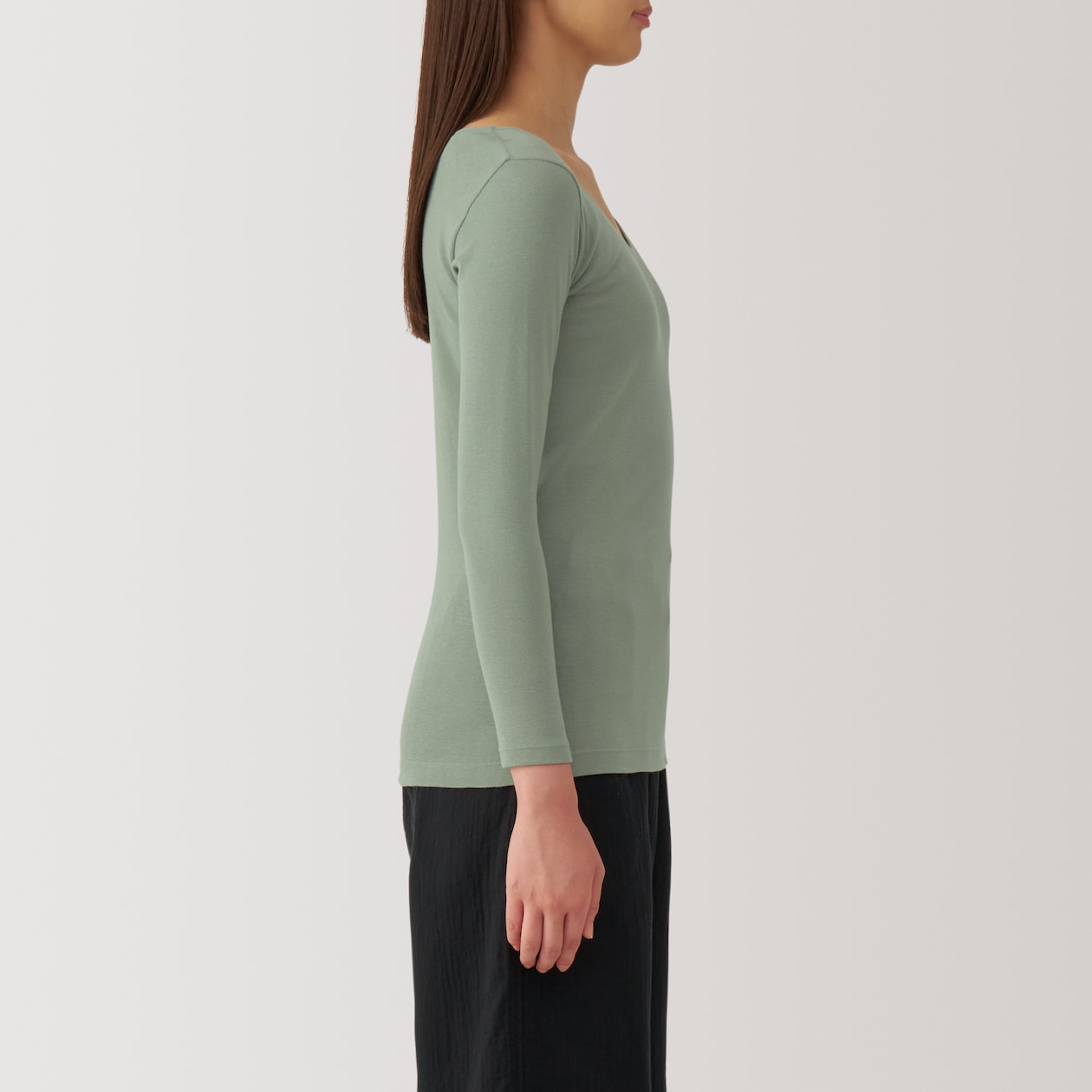 婦人　あったか綿　Ｕネック八分袖Ｔシャツ