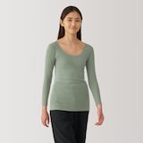 婦人　あったか綿　Ｕネック八分袖Ｔシャツ