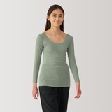 婦人　あったか綿　Ｕネック八分袖Ｔシャツ