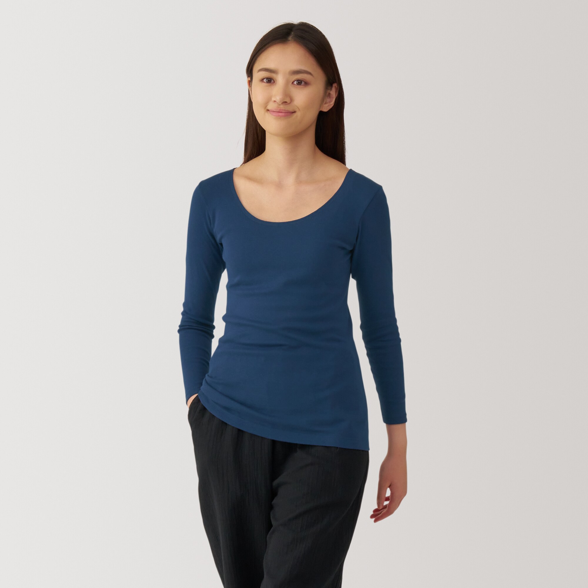 婦人　あったか綿　Ｕネック八分袖Ｔシャツ