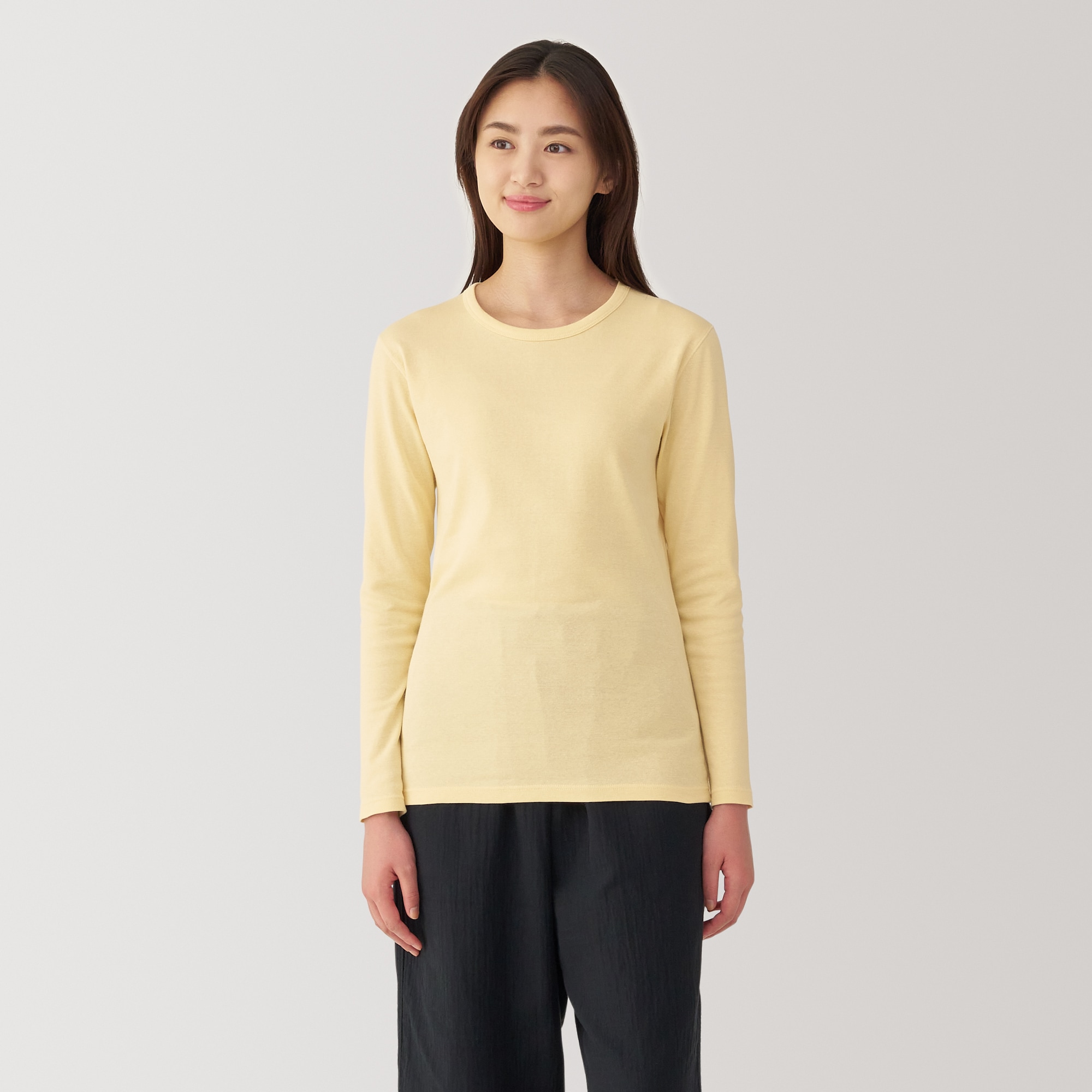 婦人　あったか綿　厚手　クルーネック長袖Ｔシャツ