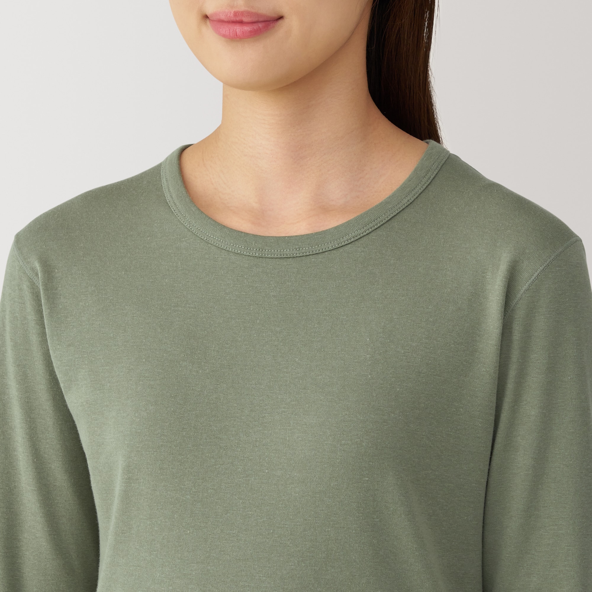 婦人　あったか綿　厚手　クルーネック長袖Ｔシャツ