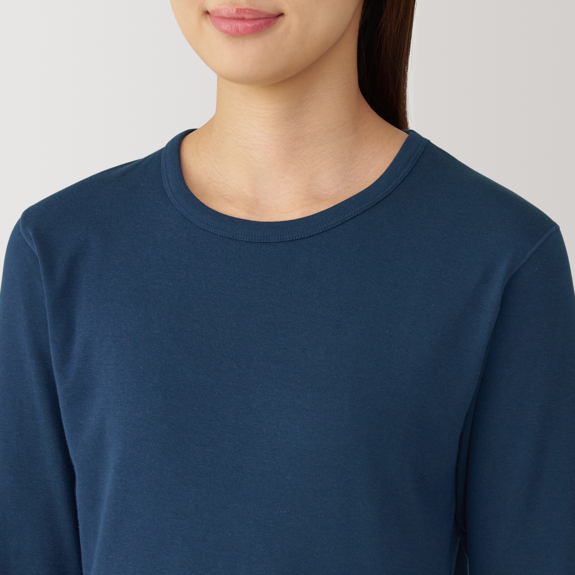 婦人　あったか綿　厚手　クルーネック長袖Ｔシャツ