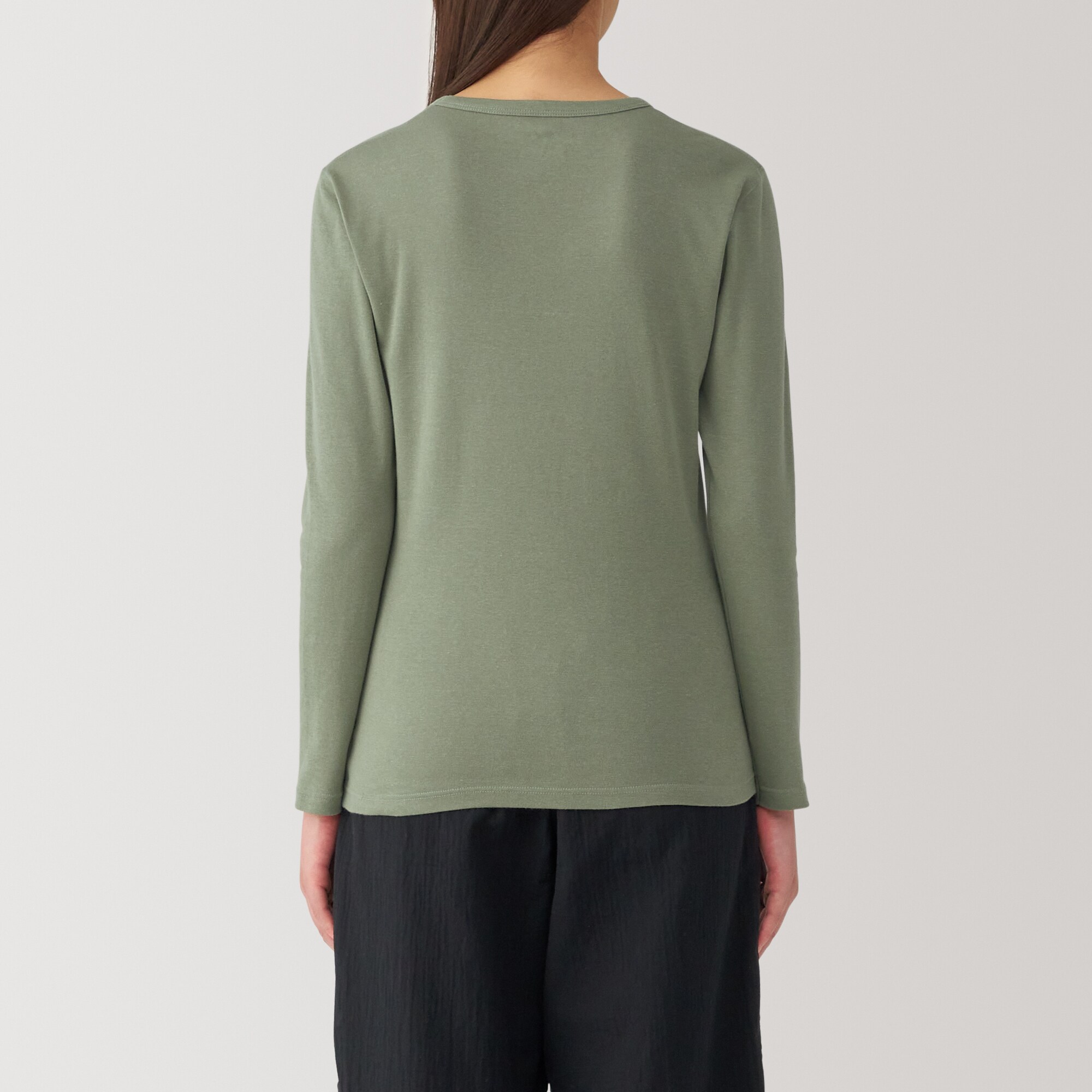 婦人　あったか綿　厚手　クルーネック長袖Ｔシャツ