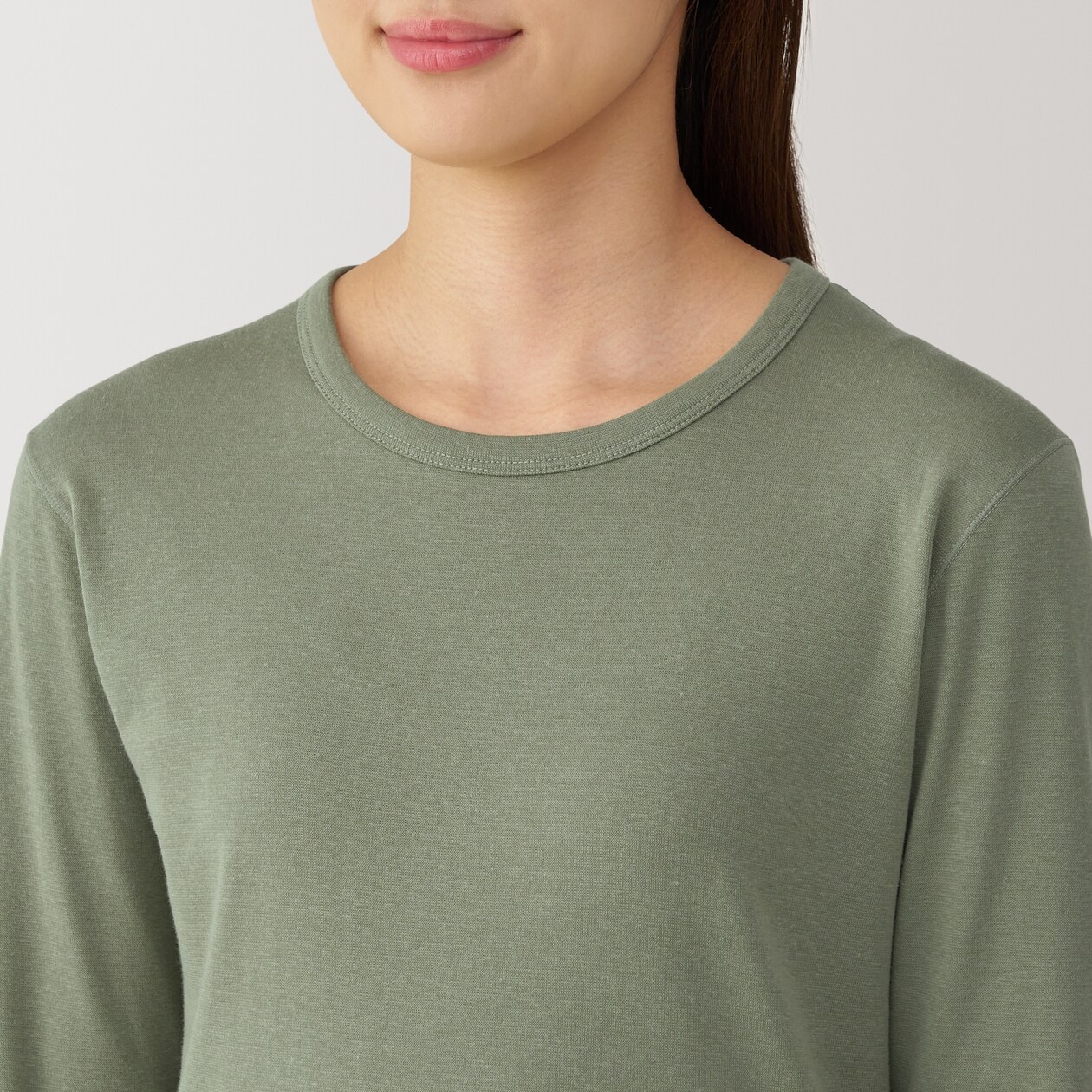 婦人　あったか綿　厚手　クルーネック長袖Ｔシャツ