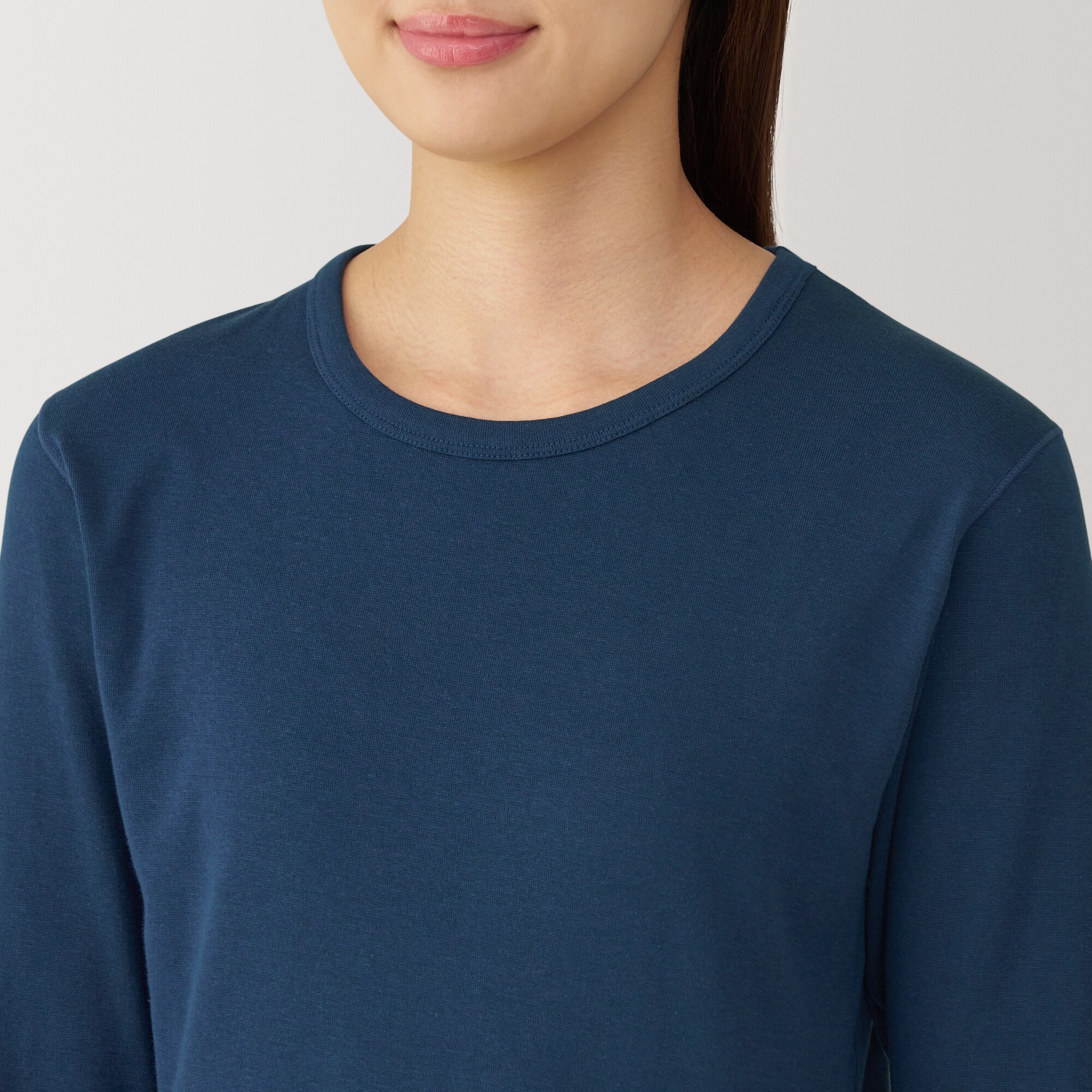 婦人　あったか綿　厚手　クルーネック長袖Ｔシャツ