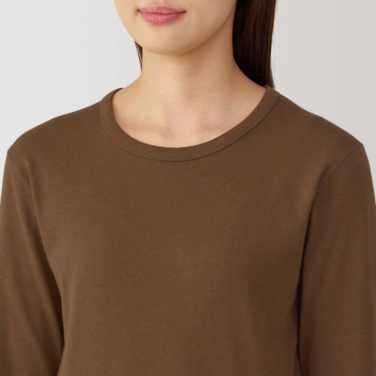 婦人　あったか綿　厚手　クルーネック長袖Ｔシャツ