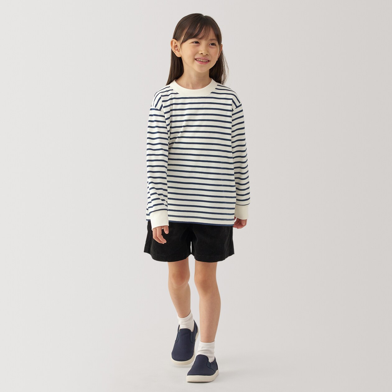 キッズ　起毛スムース編みクルーネック長袖Ｔシャツ
