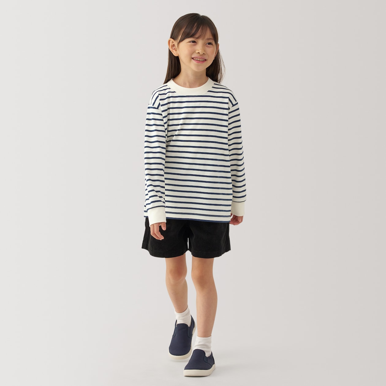 キッズ　起毛スムース編みクルーネック長袖Ｔシャツ